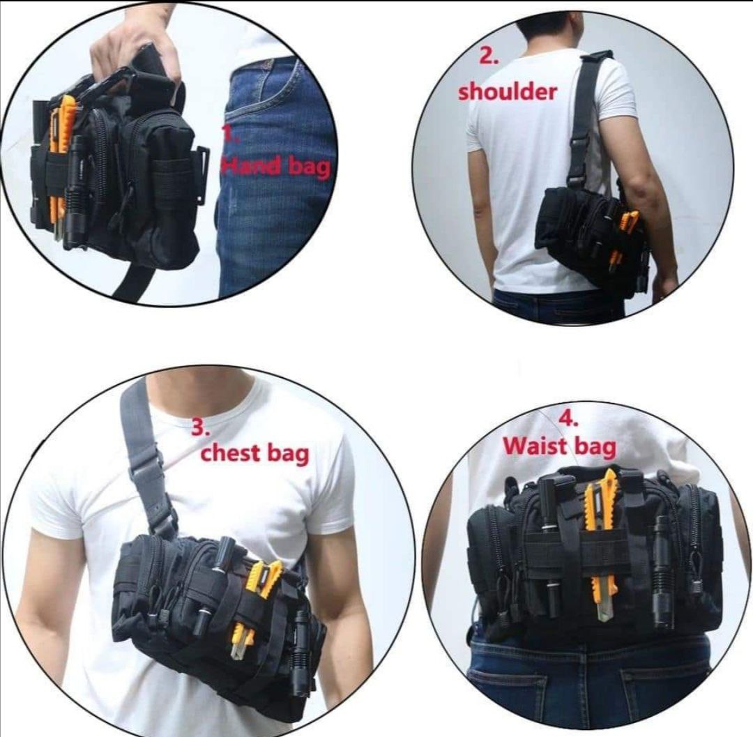 RIÑONERA MULTIPROPOSITO MOLLE IMPERMEABLE AJUSTABLE CINTURA HOMBRO ESPALDA O PECHERO