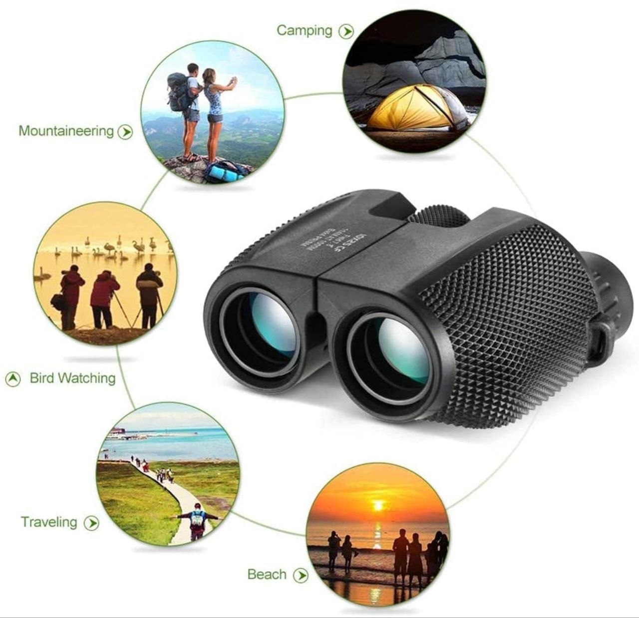 Binoculares Compactos Plegables HD 10x25