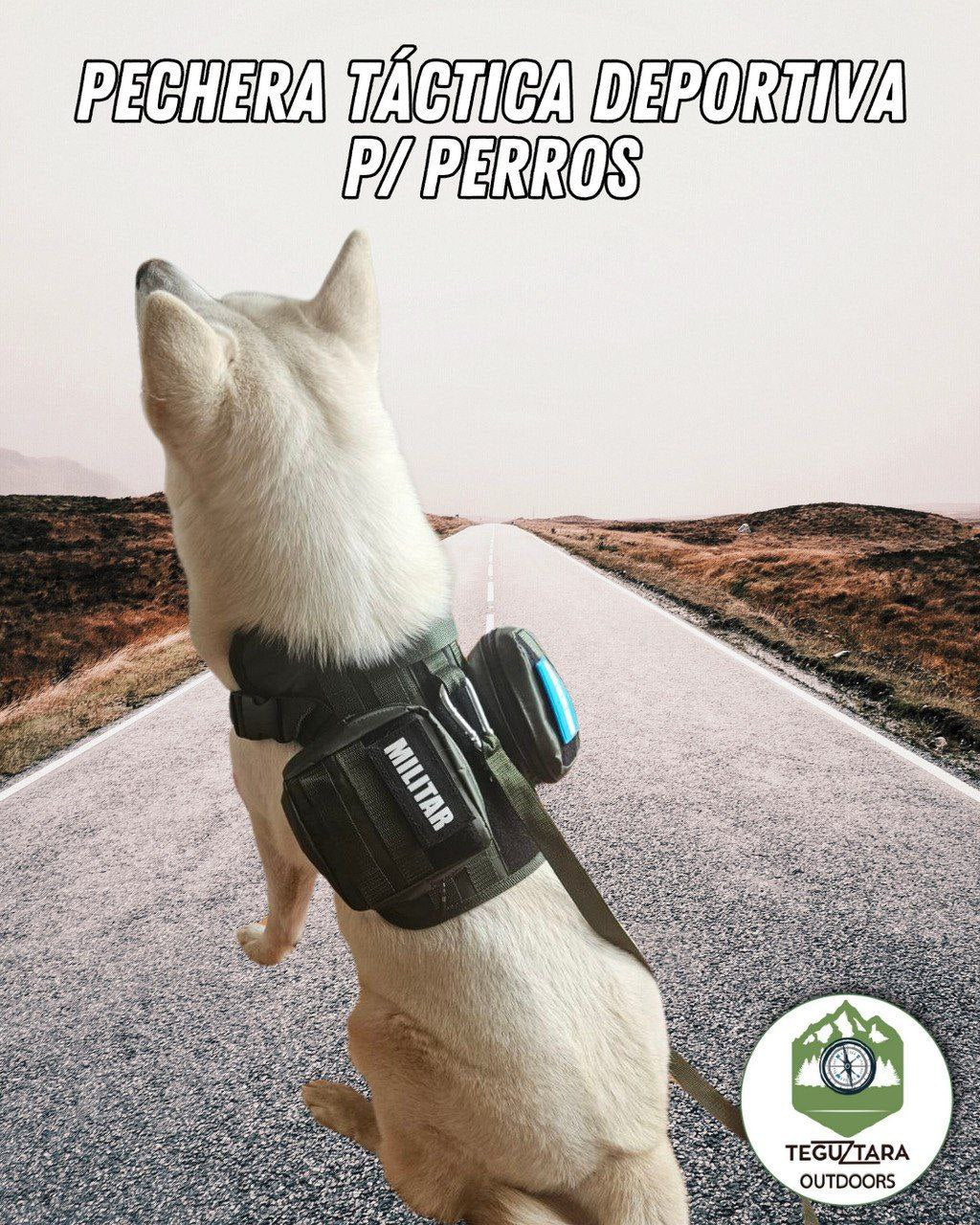 Pechera Táctica P/Perros Con/Bolsos Laterales Mini Mochila Incluye Correa