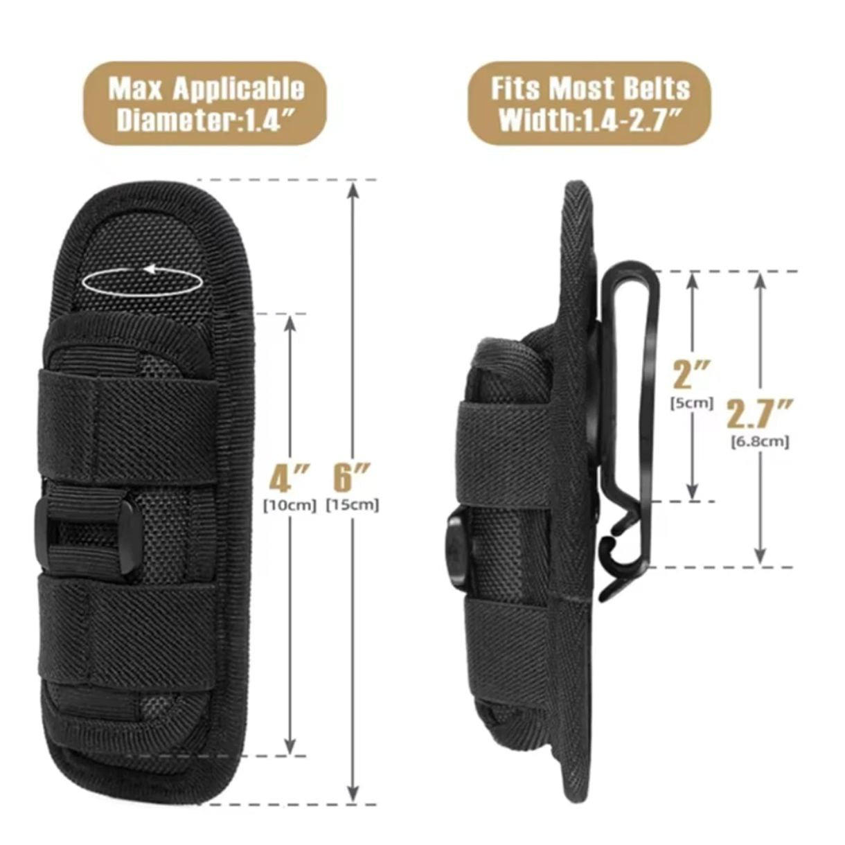 FUNDA PARA LINTERNA MOLLE COMPATIBLE Y GIRATORIA 360