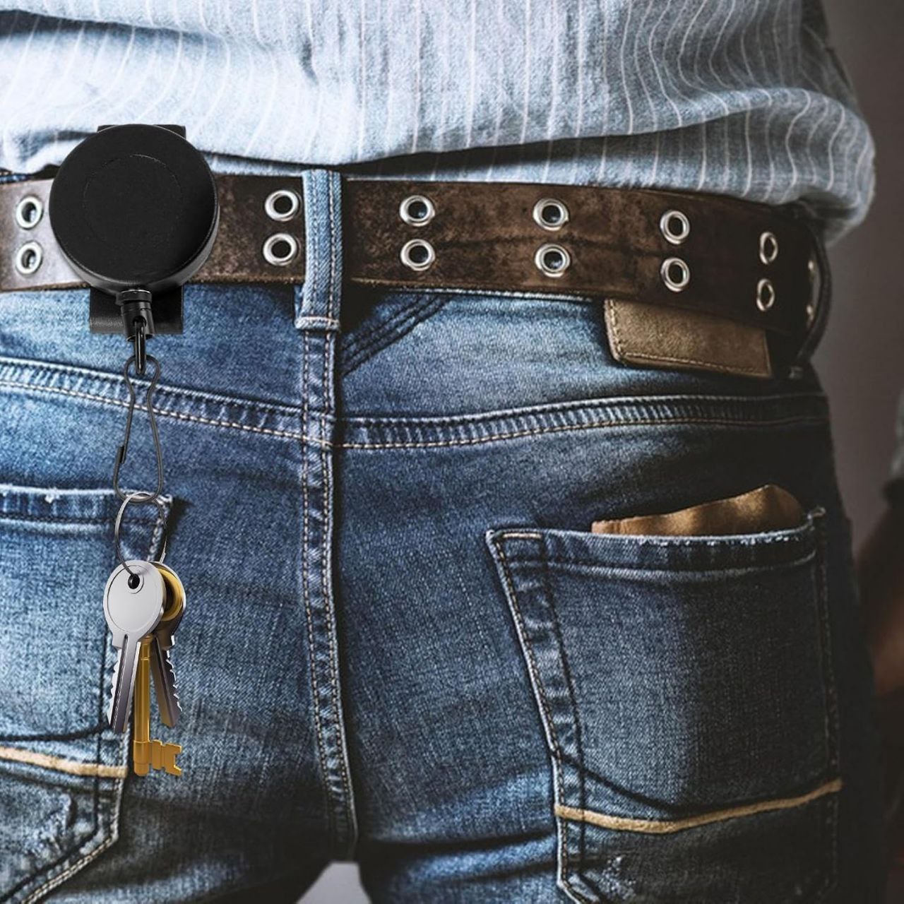 CORDON ANTIPERDIDA DE HILO DE ACERO PARA ARMA LLAVES OTROS OBJETOS COMPATIBLE CON CINTURON