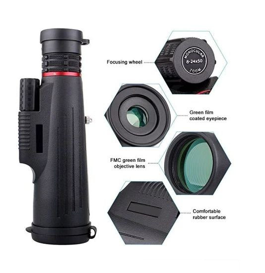 MONOCULAR BEILESHI HD POTENTE ALCANCE ZOOMABLE 8-24X50 RESISTENTE AL AGUA