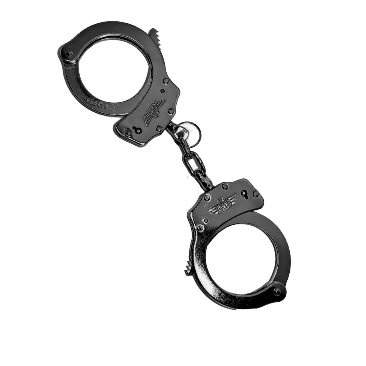 GRILLETE DE SEGURIDAD ESPOSAS UZI ACERO NEGRAS DOS LLAVES