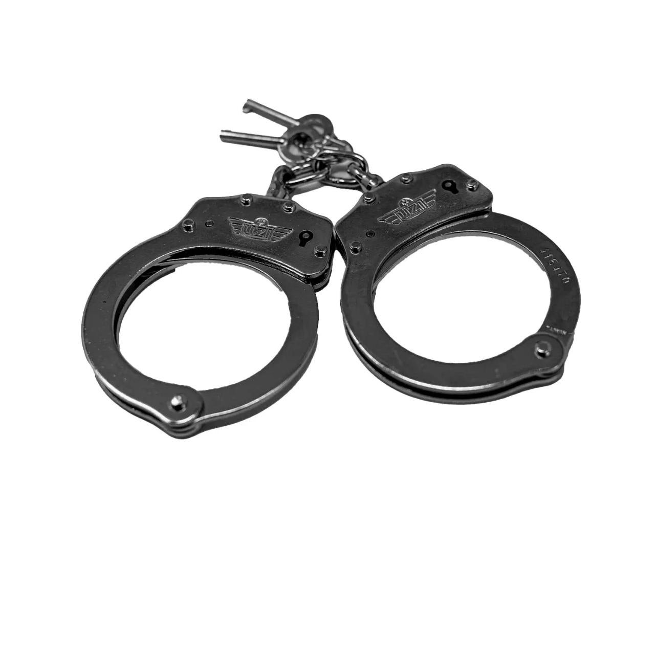 GRILLETE DE SEGURIDAD ESPOSAS UZI ACERO NEGRAS DOS LLAVES