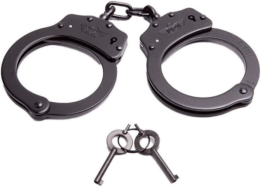 GRILLETE DE SEGURIDAD ESPOSAS UZI ACERO NEGRAS DOS LLAVES