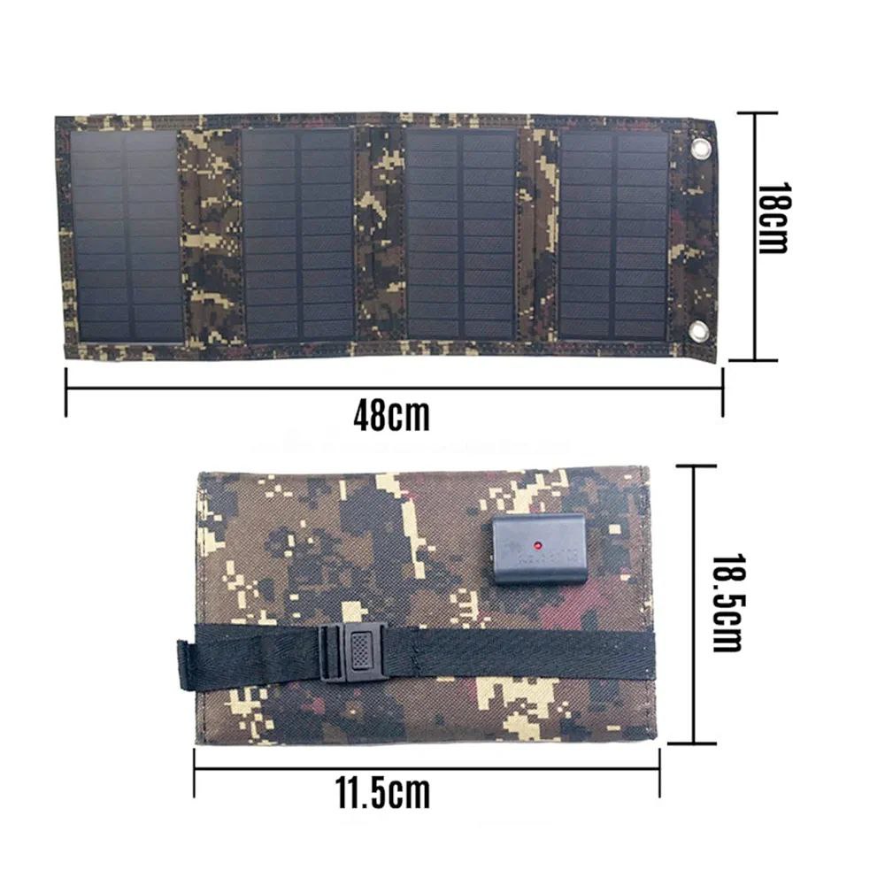 PANEL SOLAR CARGADOR USB PORTATIL PLEGABLE 20W 12V CELULAR