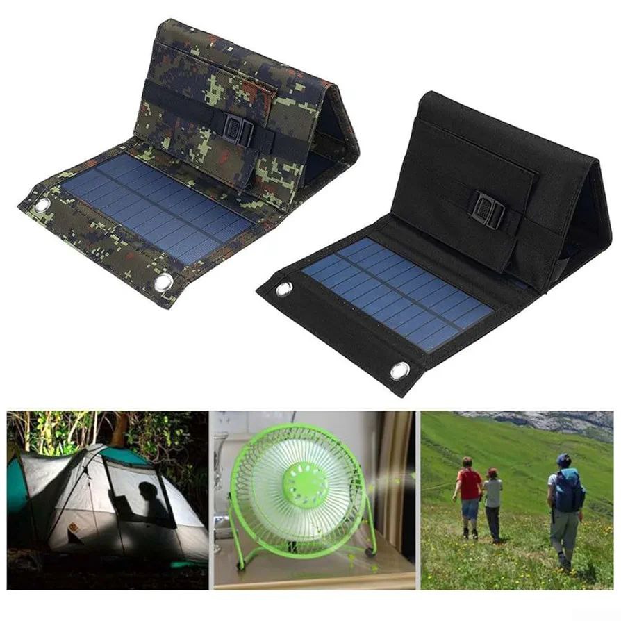 PANEL SOLAR CARGADOR USB PORTATIL PLEGABLE 20W 12V CELULAR
