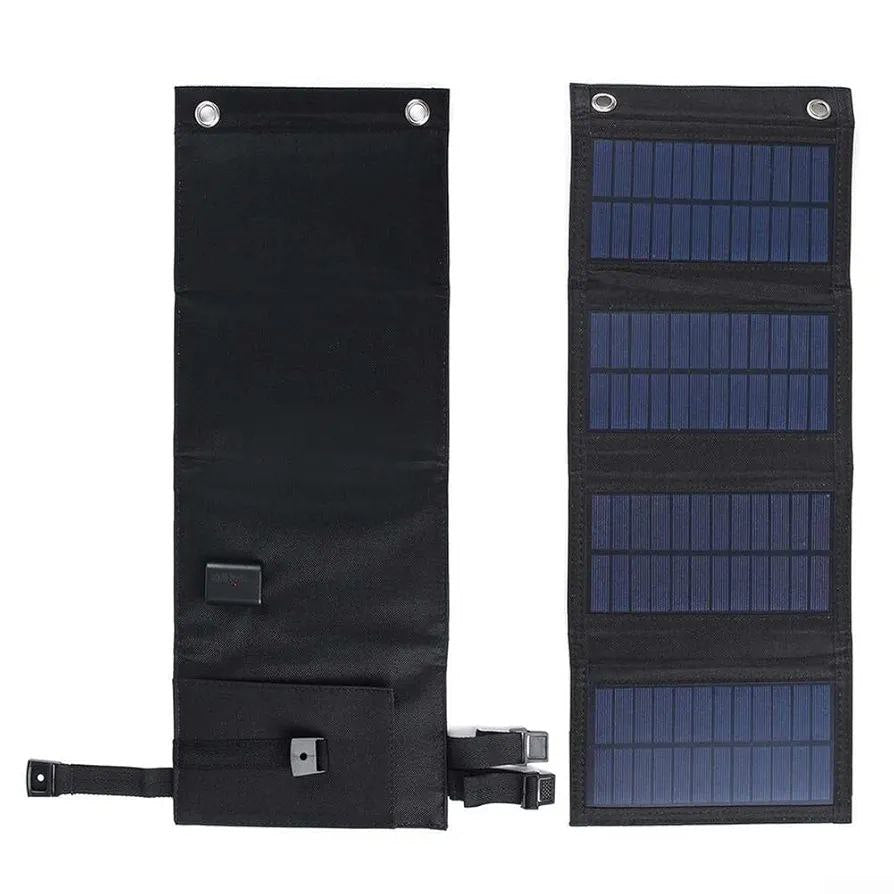 PANEL SOLAR CARGADOR USB PORTATIL PLEGABLE 20W 12V CELULAR