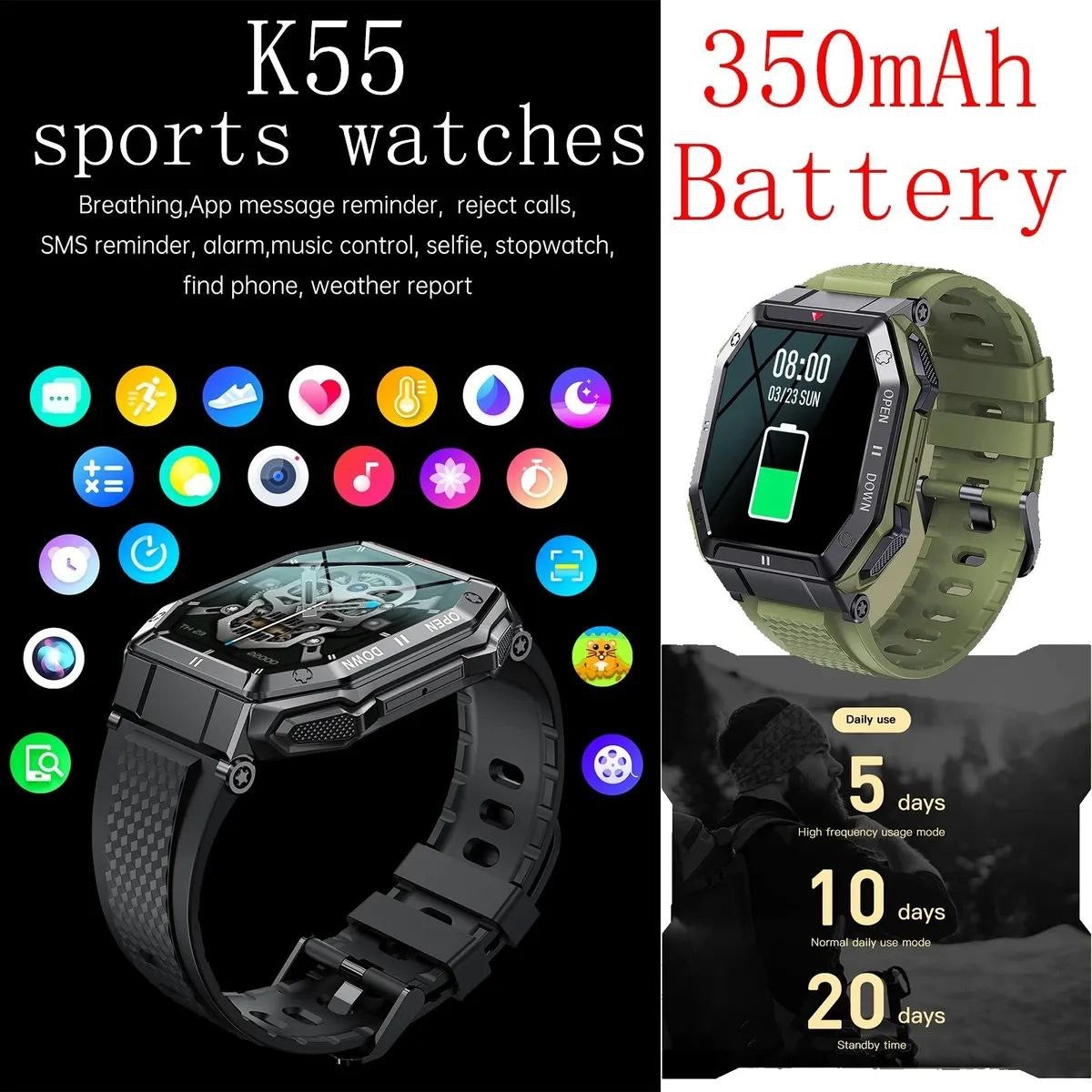 Reloj K55 Ruggeado Certificado Militar
