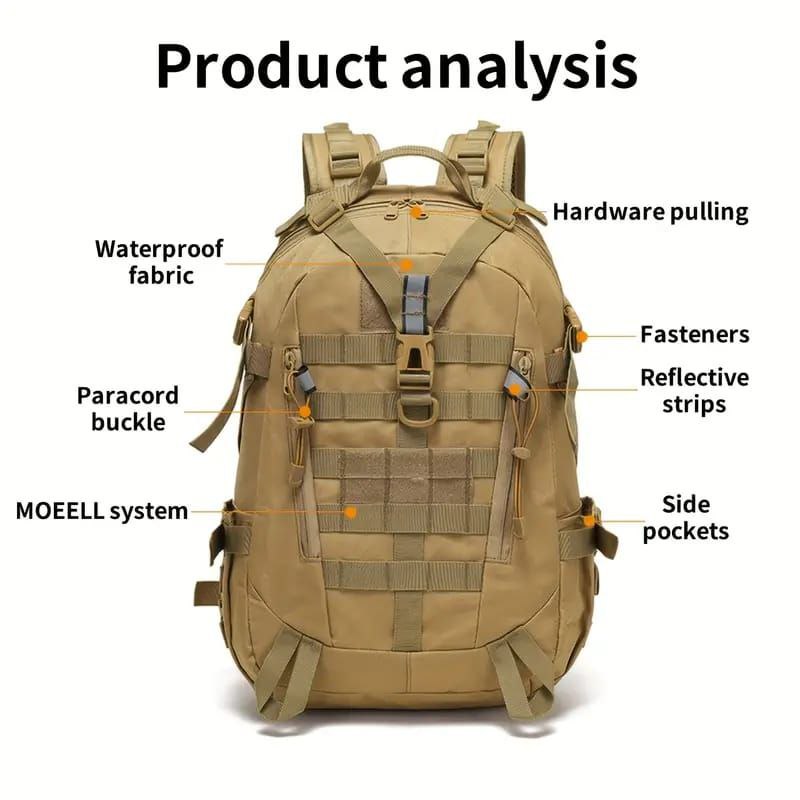 MOCHILA TACTICA DEPORTIVA ZEG 40 LITROS IMPERMEABLE SENDERISMO TREKKING