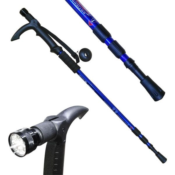 BASTÓN DE TREKKING Y SENDERISMO ANTISHOCK Y LINTERNA LED INTEGRADA ALTURA AJUSTABLE