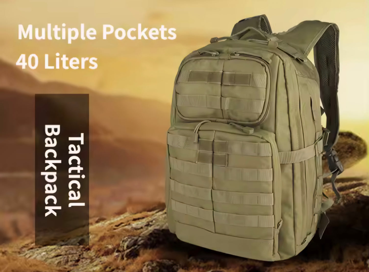 MOCHILA TACTICA DEPORTIVA MOLLE 50 LITROS MULTIDEPOSTLITOS ANILLOS DE SUJECION PECHERA Y DE CINTURA AJUSTES LATERALES /EXPANSIBLE