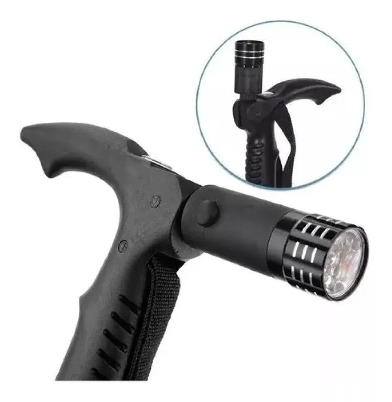 BASTÓN DE TREKKING Y SENDERISMO ANTISHOCK Y LINTERNA LED INTEGRADA ALTURA AJUSTABLE
