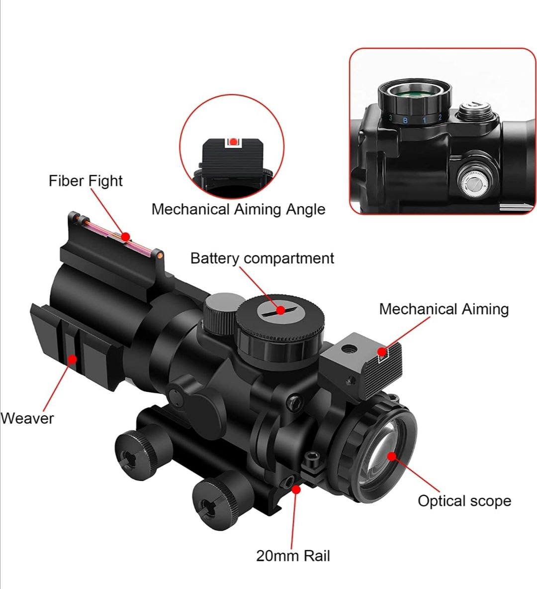 MIRA DEPORTIVA TRI ILUMINADA COMPACTA 4X32