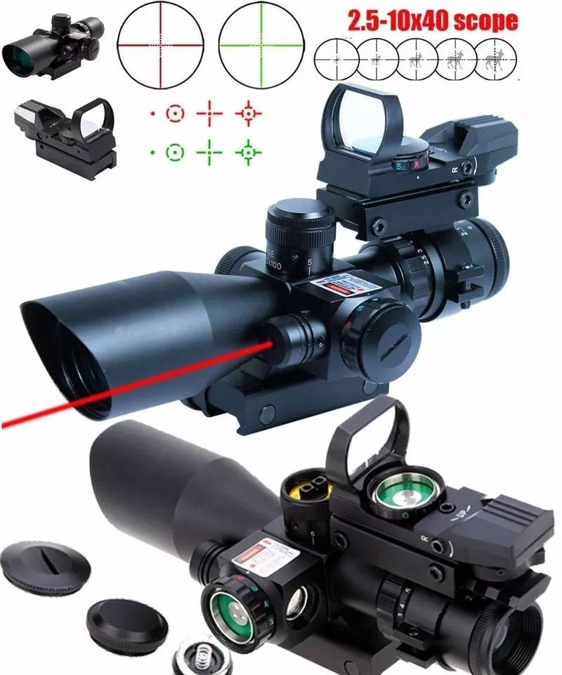 Alcance de rifle 2.5 -10 x 40 combo 3 en 1
