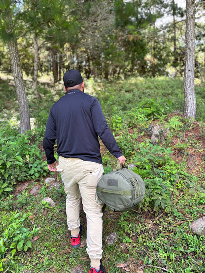 MOCHILA TACTICO DEPORTIVA PARA ACAMPADA/PESCA CON SOPORTES PARA CAÑA O BASTONES MULTIMODAL