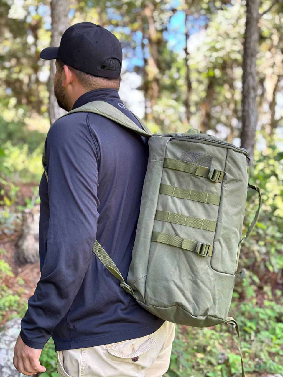 MOCHILA TACTICO DEPORTIVA PARA ACAMPADA/PESCA CON SOPORTES PARA CAÑA O BASTONES MULTIMODAL