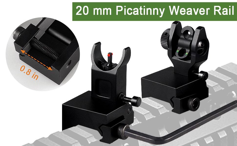 VISORES DE HIERRO RETRACTILES CON AGULOS PARA LARGO Y CORTO TIRO PRECISION +CQB RIELES 20 MM