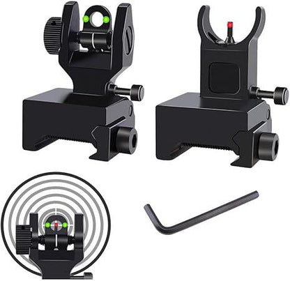 VISORES DE HIERRO RETRACTILES CON AGULOS PARA LARGO Y CORTO TIRO PRECISION +CQB RIELES 20 MM