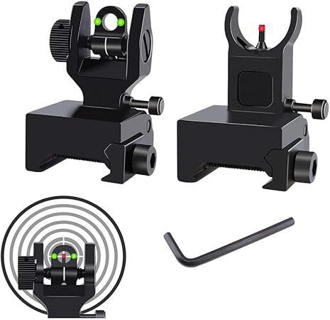 VISORES DE HIERRO RETRACTILES CON AGULOS PARA LARGO Y CORTO TIRO PRECISION +CQB RIELES 20 MM