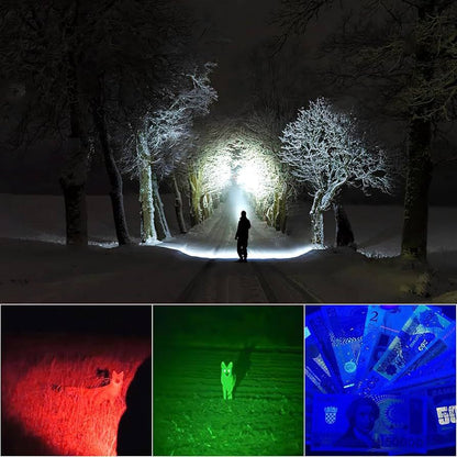 LINTERNA DE CACERIA  4 COLORES LED INTEGRADOS