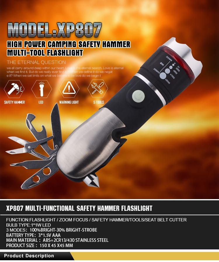 LINTERNA LED 8 EN 1 MULTIHERRAMIENTA PARA INTERIOR Y EXTERIOR TACTICAL OUTDOORS