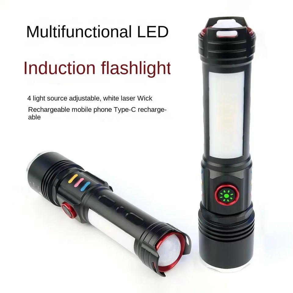 LINTERNA TACTICA DEPORTIVA OUTDOORS DE ULTRABRILLO CON SENSOR DE INDUCCION PARA COB LATERAL