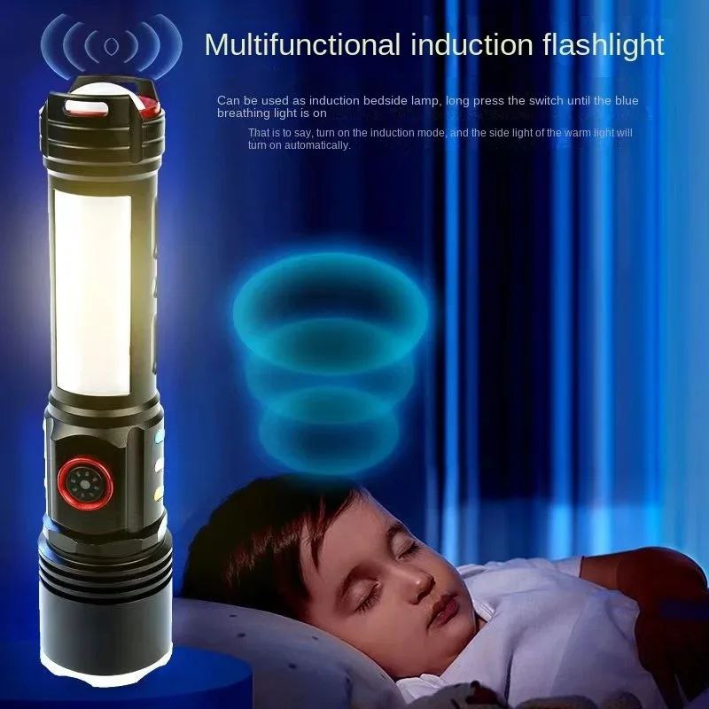 LINTERNA TACTICA DEPORTIVA OUTDOORS DE ULTRABRILLO CON SENSOR DE INDUCCION PARA COB LATERAL