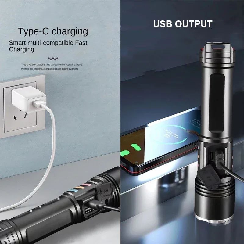 LINTERNA TACTICA DEPORTIVA OUTDOORS DE ULTRABRILLO CON SENSOR DE INDUCCION PARA COB LATERAL