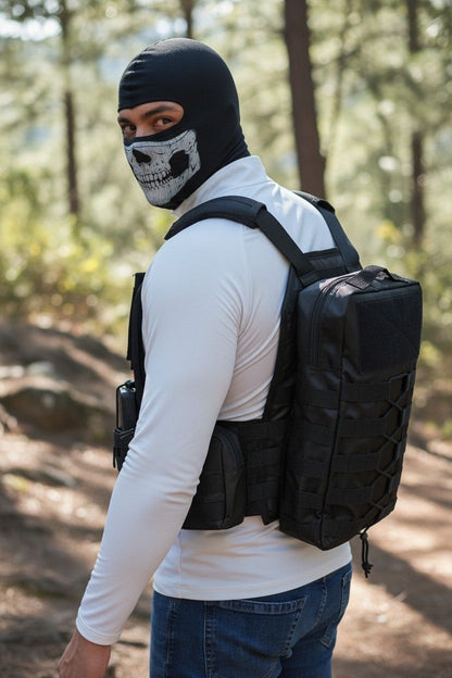 Chaleco Táctico Espartano #7 / Portcelular + doble pouch + Mochila 25 Lts