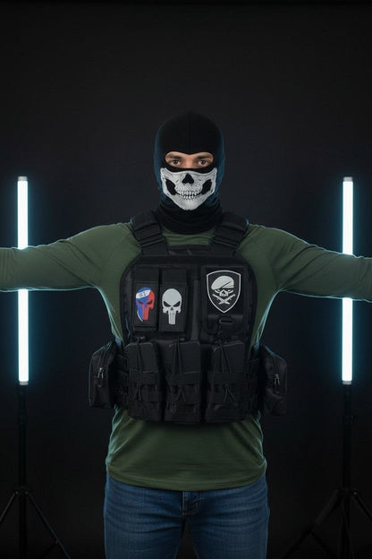 Chaleco Táctico Espartano #7 / Portcelular + doble pouch + Mochila 25 Lts