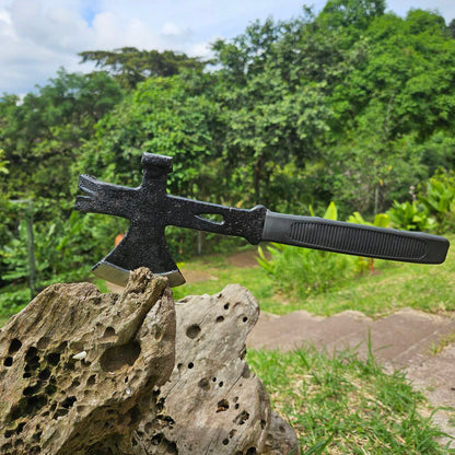 HACHA MULTIUSO ACAMPADA HOGAR MULTIHERRAMIENTA 4 EN 1 HIERRO FORJADO PALANCA DE UÑA MARTILLO SACACLAVOS HACHA TOMAHAWK