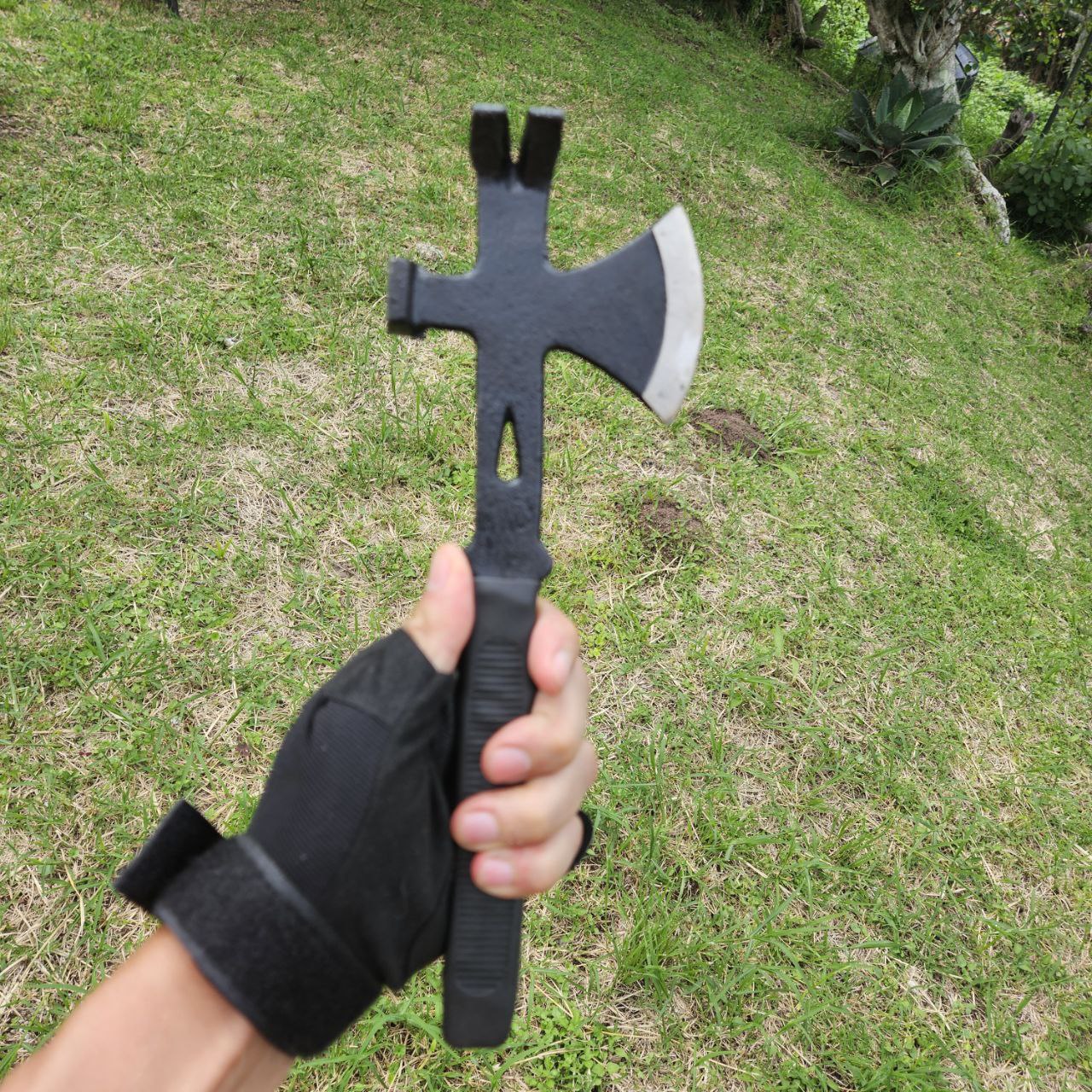 HACHA MULTIUSO ACAMPADA HOGAR MULTIHERRAMIENTA 4 EN 1 HIERRO FORJADO PALANCA DE UÑA MARTILLO SACACLAVOS HACHA TOMAHAWK