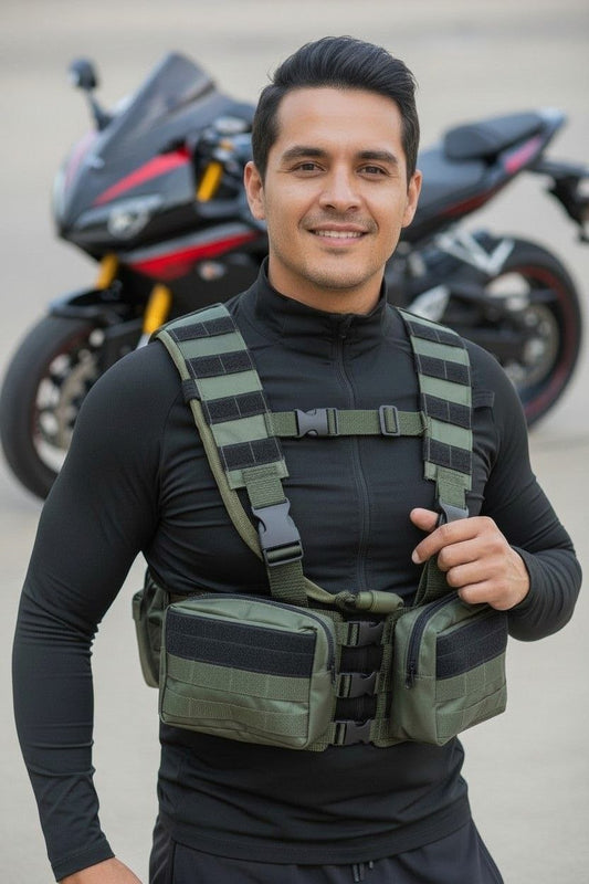 ARNÉS TÁCTICO DEPORTIVO REFLECTIVO / VELCROS Y BOLSOS DESMONTABLE