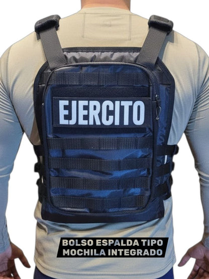 Chaleco Táctico con Holder Grabación Celular + Bolso Espalda