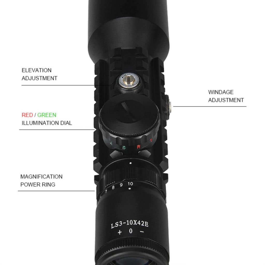 MIRA M9 LS 3-10X42E 2 en 1 TELESCOPIO AJUSTABLE Y LASER