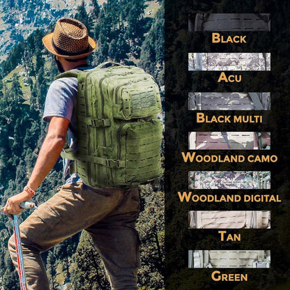 MOCHILA TACTICA GRANDE EXPASIBLE LASER CUT 50 LITROS IMPERMEABLE USO TREKKING, SENDERISMO, MILITAR