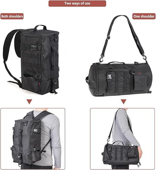 MOCHILA TACTICO DEPORTIVA PARA ACAMPADA/PESCA CON SOPORTES PARA CAÑA O BASTONES MULTIMODAL