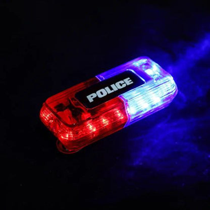 LUZ DE ADVERTENCIA+LINTERNA LOGO DE POLICIA PARA HOMBRO MOCHILA Y/O CHALECO