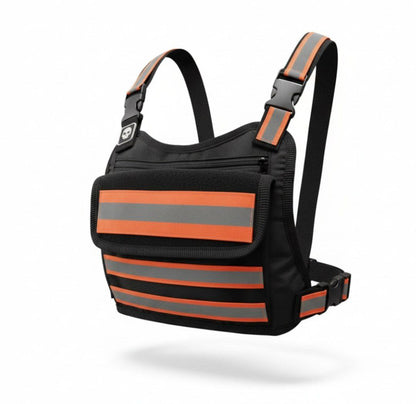 PECHERA TACTICA DEPORTIVA BANDAS REFLECTIVA DESMONTABLE  / BOLSO FRONTAL DE ALMACENAMIENTO EXPANSIBLE