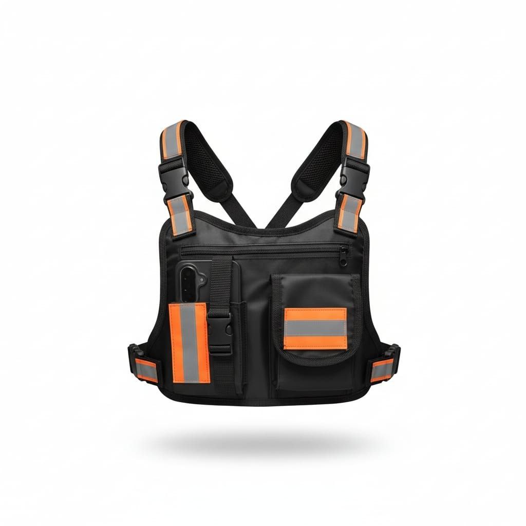 PECHERA TÁCTICA CON HOLDER DE CELULAR CON SUJETADOR PARA GRABACION DEPORTIVA