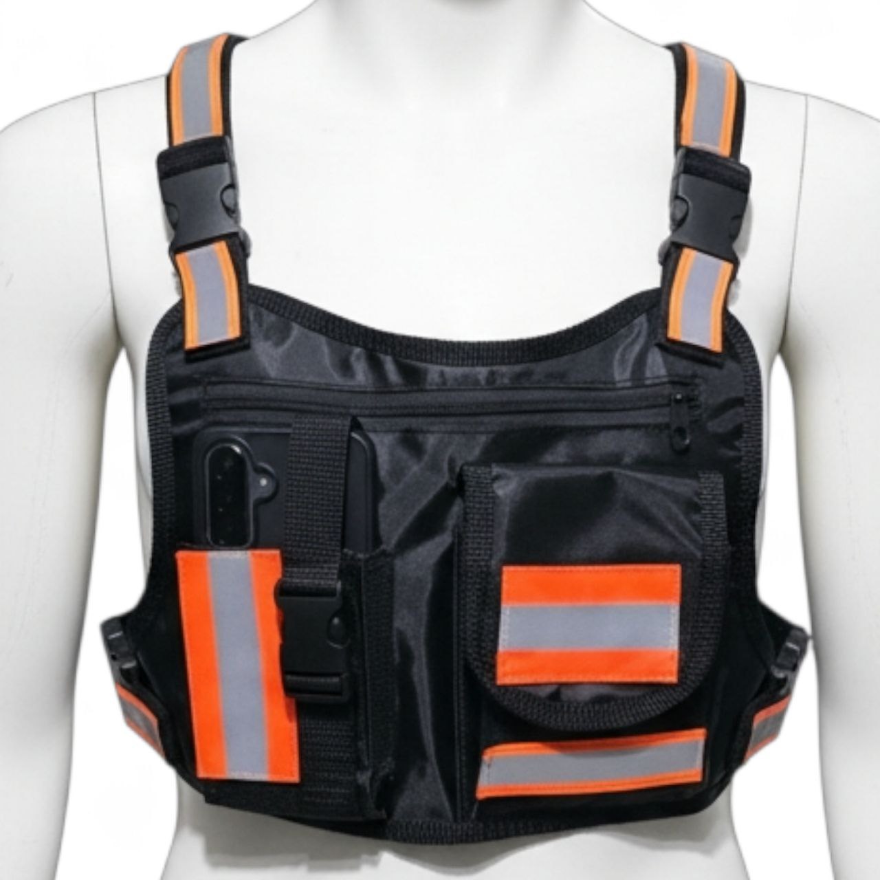 PECHERA TÁCTICA CON HOLDER DE CELULAR CON SUJETADOR PARA GRABACION DEPORTIVA