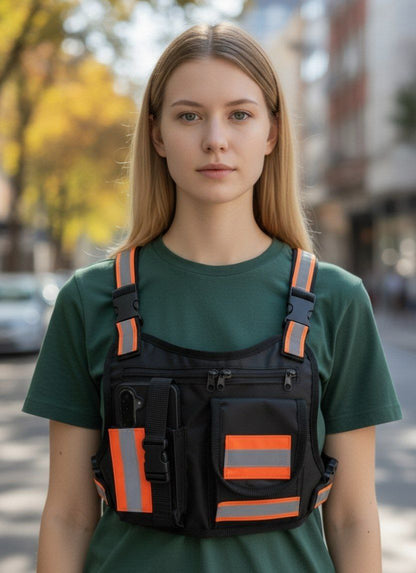 PECHERA TÁCTICA CON HOLDER DE CELULAR CON SUJETADOR PARA GRABACION DEPORTIVA