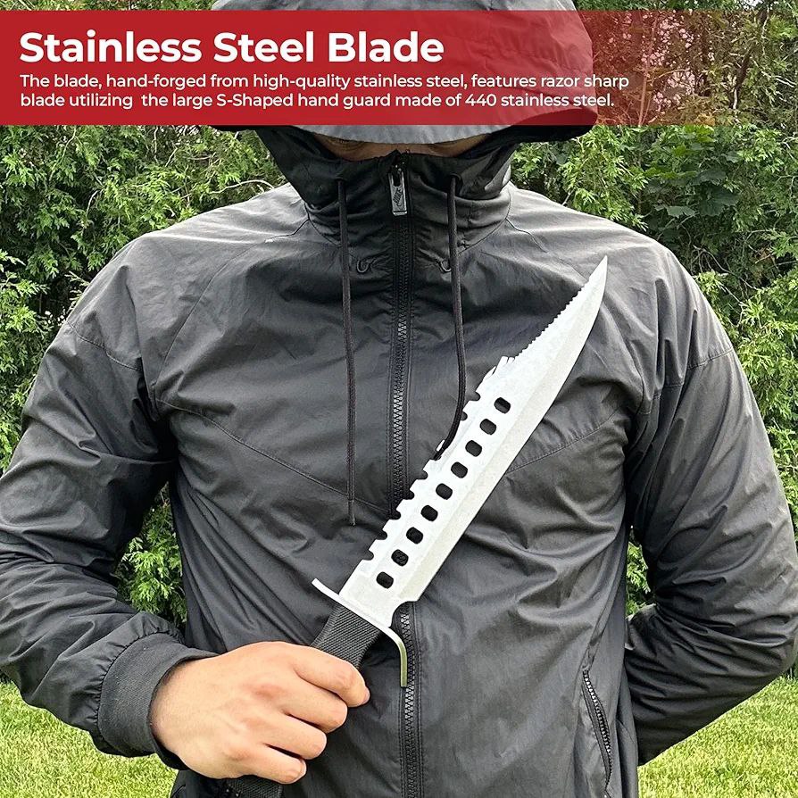 CUCHILLO RAMBO  CEOO21 17 PULGADAS XXL CON MANGO ESTRIA DIAMANTE ANTIDESLIZANTE