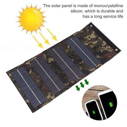 PANEL SOLAR  CARGADOR USB PORTATIL PLEGABLE 20W 12V CELULAR