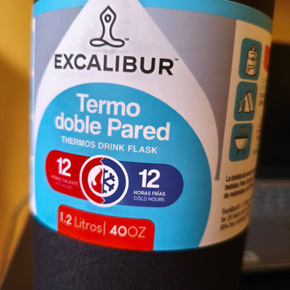 TERMO EXCALIBUR TERMICO ALUMINIO ALTO CONTROL DE TEMPERATURA FRIO Y/O CALIENTE HASTA 12 HORAS CON ASA TRANSPORTADORA