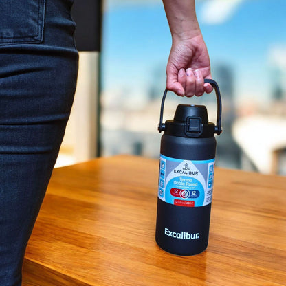 TERMO EXCALIBUR TERMICO ALUMINIO ALTO CONTROL DE TEMPERATURA FRIO Y/O CALIENTE HASTA 12 HORAS CON ASA TRANSPORTADORA
