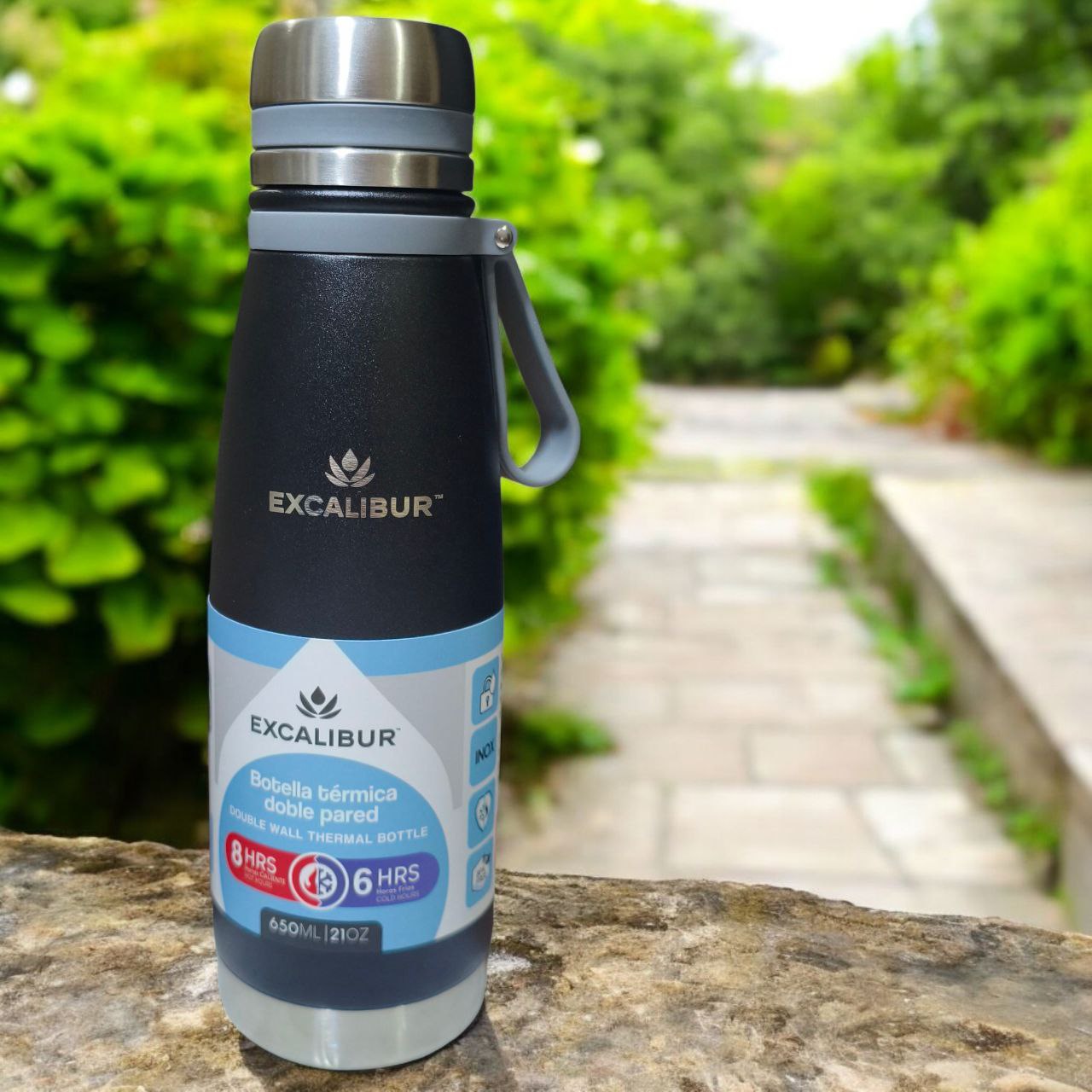 BOTELLA ISOTERMICA EXCALIBUR 650 ML MANTIENE FRIO CALIENTE 6/8 HORAS