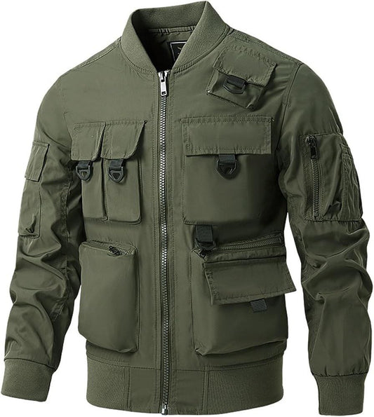 CHAQUETA TACTICO URBANA MULTIBOLSILLOS ROMPEVIENTO VINTAGE AVIADOR/BOMBERMAN RETRO